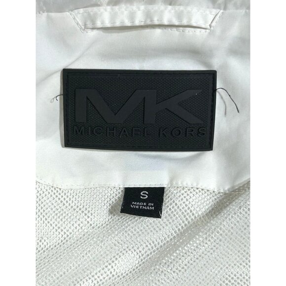 Michael Kors Men's White Stripes Red Blue Hooded Zip-Up Jacket Size Small 3059 - Picture 6 of 11